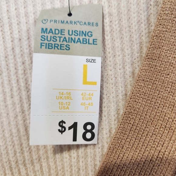 Primark Cream, Tan & Rust Colorblock Button-Front Cardigan - Picture 6 of 6